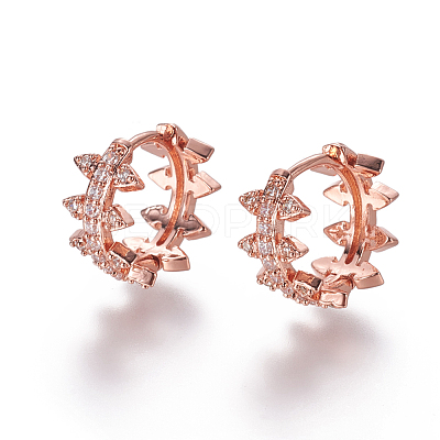 Brass Micro Pave Cubic Zirconia Huggie Hoop Earrings EJEW-F209-05RG-1