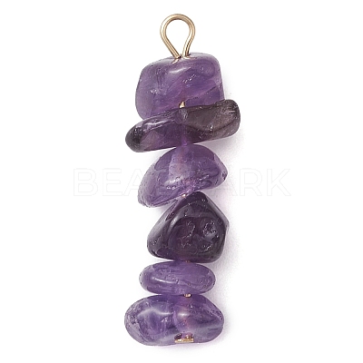 Gradient Color Natural Lavender Amethyst & Natural Blue Lace Agate Chip Beaded Pendants PALLOY-JF02795-03-1