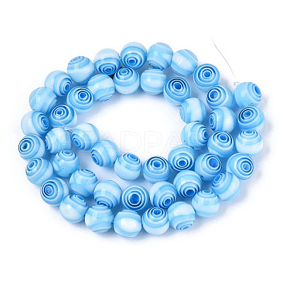 Handmade Millefiori Glass Round Beads Strands LK-R004-93B-1