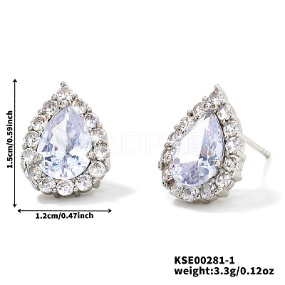 Brass Teardrop Stud Earrings UI2850-1-1