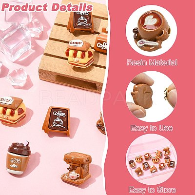 12Pcs 6 Styles Cartoon Coffee Theme Resin Lapel Pin Backs JEWB-CJ0003-04-1