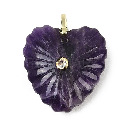 Natural Amethyst Carved Pendants G-C276-01G-03-1