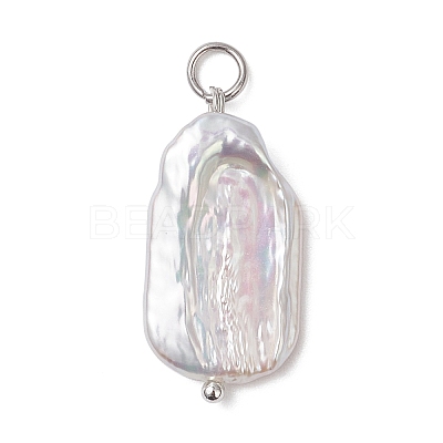 Natural Baroque Pearl Keshi Pearl Pendants PALLOY-JF04628-02-1