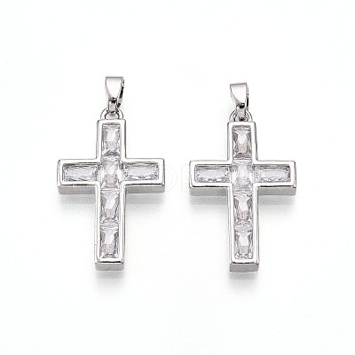 Brass Micro Pave Cubic Zirconia Pendants KK-N257-32P-1