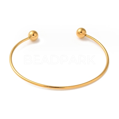Ion Plating(IP) 304 Stainless Steel Open Cuff Torque Bangles for Women BJEW-Z071-01G-1