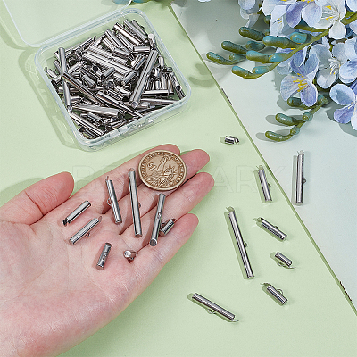 304 Stainless Steel Slide On End Clasp Tubes STAS-BC0004-05-1