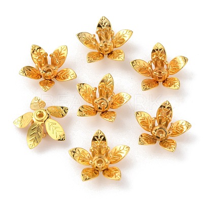5-Petal Brass Bead Cap KK-WH0062-59G-1