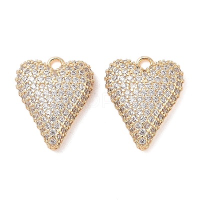 Brass Micro Pave Clear Cubic Zirconia Pendants KK-S388-01G-04-1