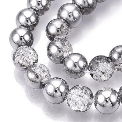 Electroplated Crackle Glass Beads Strands X-EGLA-N014-8mm-03-1