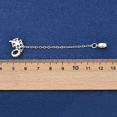 Brass Pave Clear Cubic Zirconia European Safety Chains with Charms KK-L236-15C-S-1