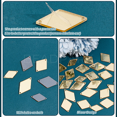 300Pcs 3 Styles Rhombus Acrylic Mirror Sew on Rhinestone FIND-PH0020-08C-1