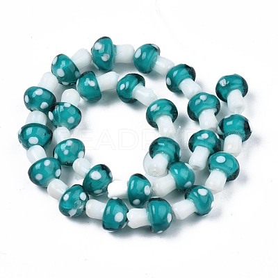 Mushroom Handmade Lampwork Beads Strands LAMP-R116-25-1