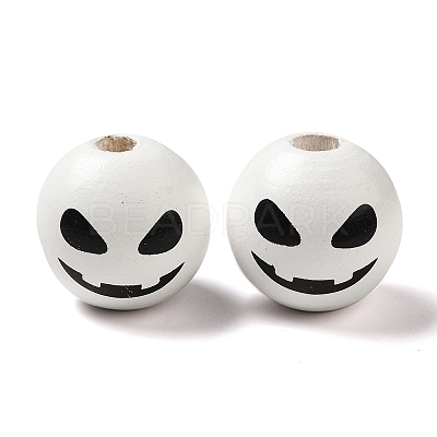 Printed Round Wood European Beads X1-WOOD-M006-02-1