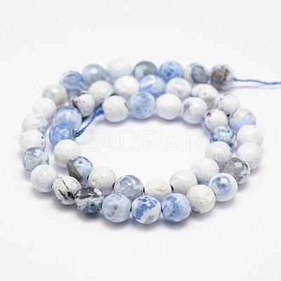 Faceted Natural Fire Crackle Agate Beads Strands X-G-F447-8mm-B09-1