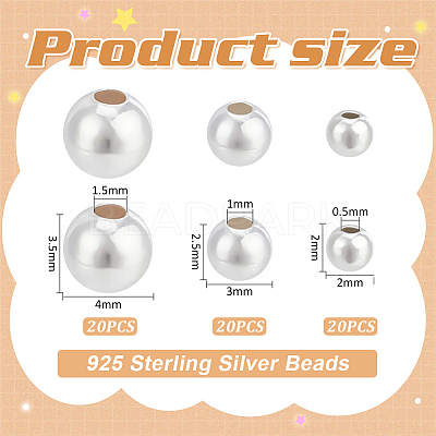 60Pcs 3 Styles 925 Sterling Silver Beads STER-BC0002-11-1