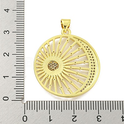 Rack Plating Brass Micro Pave Clear Cubic Zirconia Pendants KK-B091-35G-1