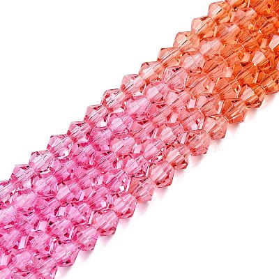 Gradient Color Baking Paint Glass Bead Strands X-DGLA-A039-T6mm-A04-1