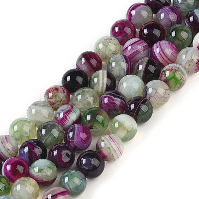 Natural Striped Agate/Banded Agate Beads Strands G-Z060-A01-A21-1