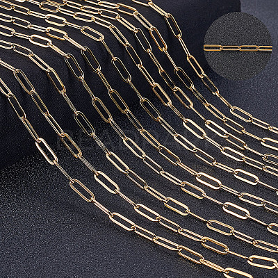 1 Roll PVD Vacuum Plating 304 Stainless Steel Paperclip Chains CHS-BBC0001-08-1