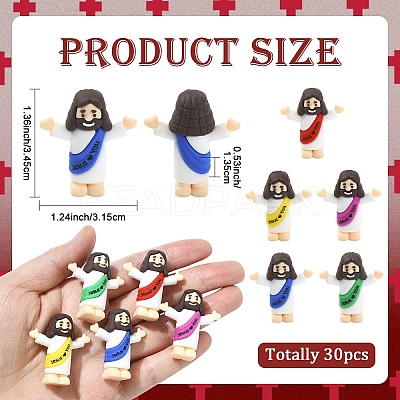 30Pcs 5 Colors Easter PVC Plastic Jesus Display Decoration DJEW-YW0001-10-1