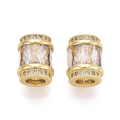 Brass Micro Pave Cubic Zirconia Beads X-KK-P237-02G-1