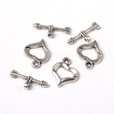 Tibetan Style Alloy Heart Toggle Clasps X-LF1109Y-1