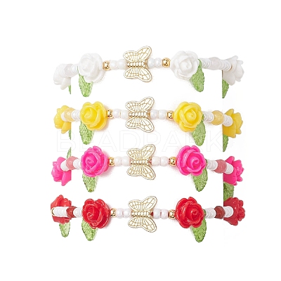 Glass Seed Bead and Resin Braided Bead Bracelets for Women BJEW-MZ00237-1