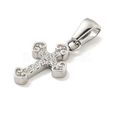 304 Stainless Steel Cubic Zirconia Pendants STAS-C102-04G-P-1
