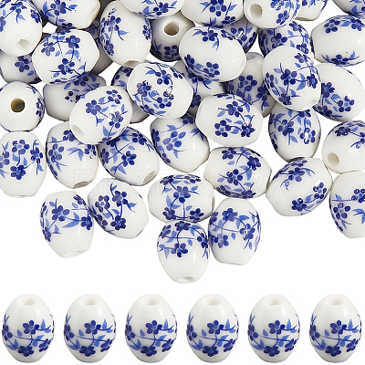 60Pcs Glazed Porcelain Beads PORC-SC0001-29B-1