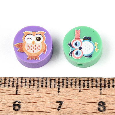 Printed Handmade Polymer Clay Beads CLAY-T022-12K-1