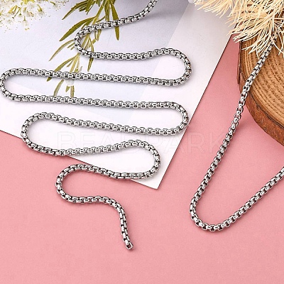 Non-Tarnish 3.28 Feet 304 Stainless Steel Box Chains X-CHS-K001-37B-1