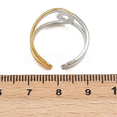 Adjustable 304 Stainless Steel Cuff Rings for Women LS-RJEW-B135-01GP-08-1