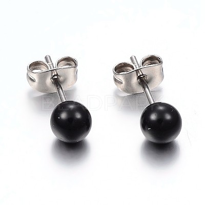 304 Stainless Steel Spray Painted Stud Earrings EJEW-H353-07-G-1