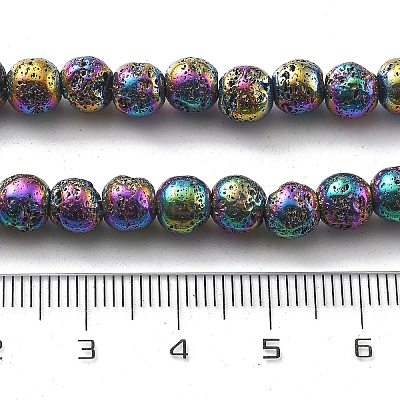 Electroplated Natural Lava Rock Beads Strands G-A251-B01-01I-1
