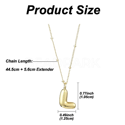 1Pc Initial Letter Brass Pendant Necklaces NJEW-YW0001-24L-1