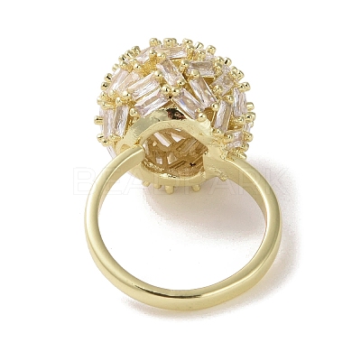 Brass Micro Pave Cubic Zirconia Cuff Ring RJEW-K256-54G-1