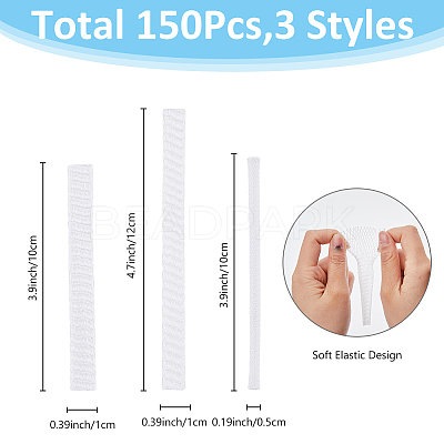 150Pcs 3 Styles PE Makeup Brush Protector Reusable Expandable Mesh Cover MRMJ-FH0001-42A-1