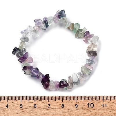 Unisex Chip Natural Fluorite Beaded Stretch Bracelets BJEW-S143-14-1