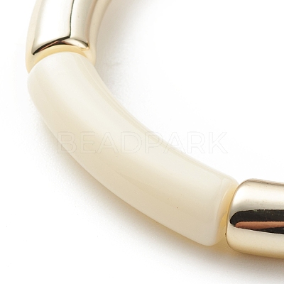 Acrylic Curved Tube Beaded Stretch Bracelet for Women BJEW-JB08438-03-1