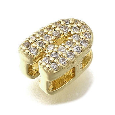 Brass Micro Pave Cubic Zirconia Letter Multi-Strand Links KK-D295-32G-01-1