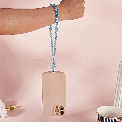 Round Synthetic Moonstone Beaded Mobile Straps HJEW-SW00042-06-1