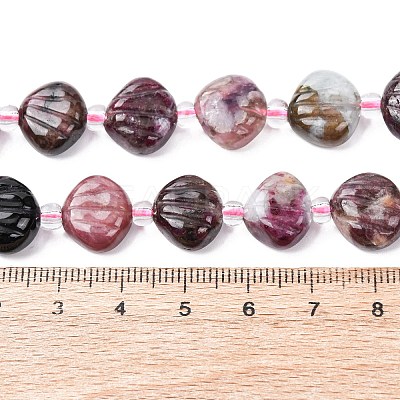 Natural Tourmaline Carved Beads Strands G-H339-A01-01-1