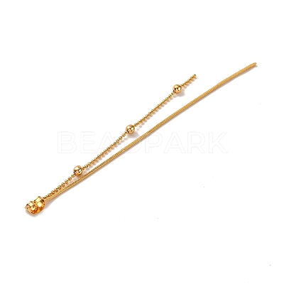 Brass Snake Chain & Ball Chain Ear Nuts KK-G510-16G-1