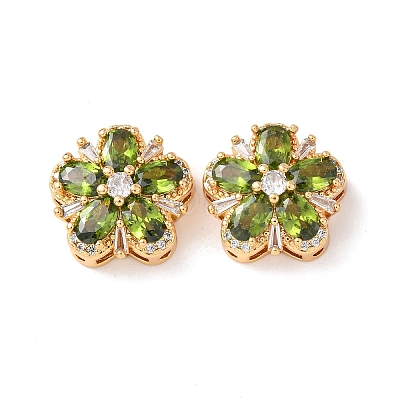 Brass Micro Pave Cubic Zirconia Beads KK-A284-19G-02-1