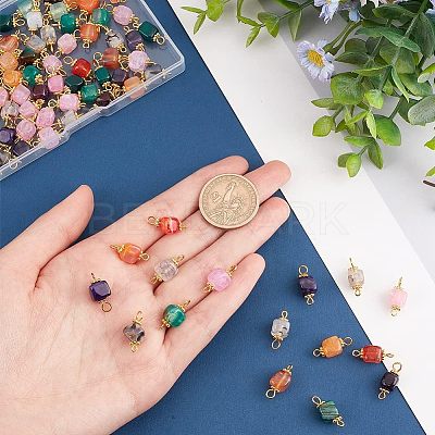 80Pcs 5 Color Natural Agate Connector Charms FIND-HY0001-39-1