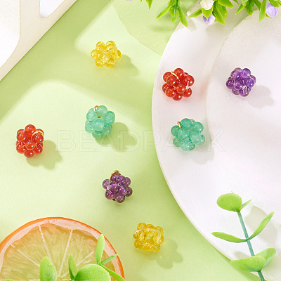 8Pcs 4 Style Glass Pendants PALLOY-TA00218-1