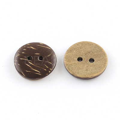 2-Hole Flat Round Coconut Buttons X-BUTT-R035-004-1
