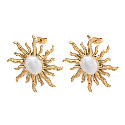 304 Stainless Steel Stud Earrings EJEW-A142-02A-G-1