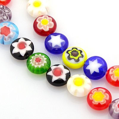 Handmade Millefiori Glass Bead Strands LAMP-J034-8mm-M-1