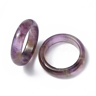 Natural Amethyst Plain Band Ring RJEW-P044-01B-08-1
